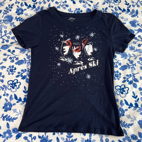 ๐นโ๏ธ๐ค NWOT Women's J. Crew Aprรจs-ski Navy T-shirt Size Small ๐นโ๏ธ๐ค - Picture 5 of 9